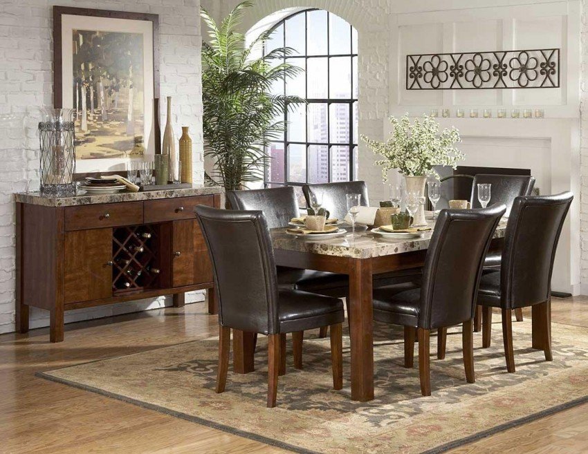 Dining Room Interior, Natural Look for Stone Top Tables: Dinning Room Stone Top Tables