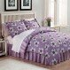 Bedroom Interior, Complete Bed Sets to Create Homy Decoration: Flower And Purple Complete Bed Sets